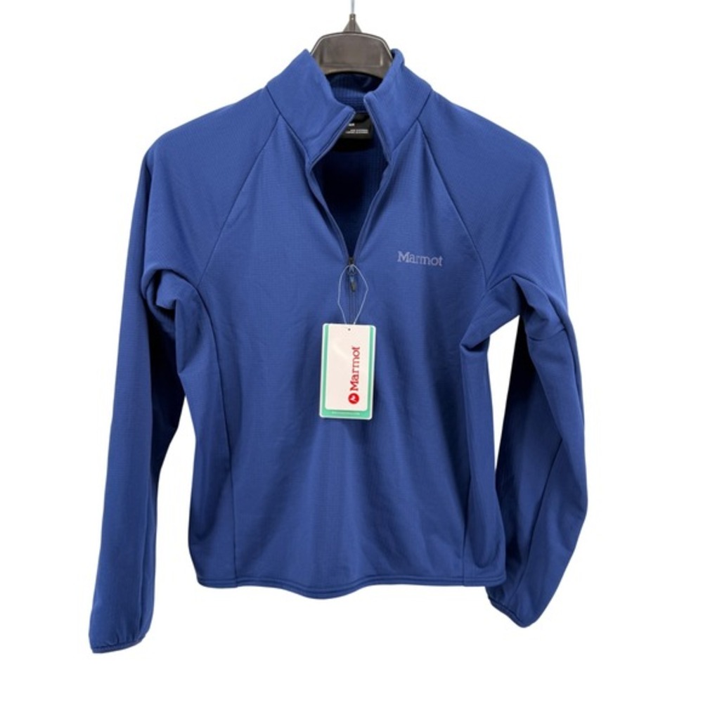 NEW Marmot Leconte Fleece Pullover Womens Medium Half Zip Twilight Blue Grid